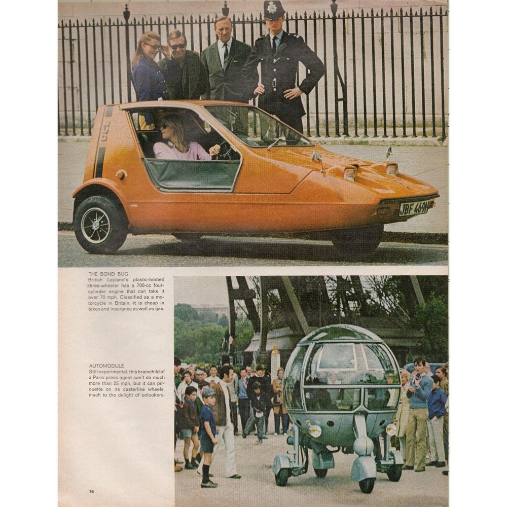 Euro Micro Cars Fiat 500 AWS Piccolo Bond Bug Automodule Two Page Print Ad 1970